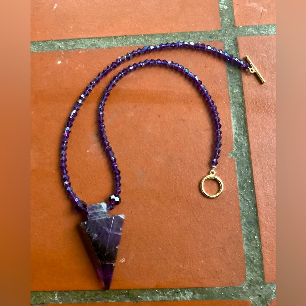 Men’s Amethyst Arrowhead Necklace 💜 - Picture 2 of 4